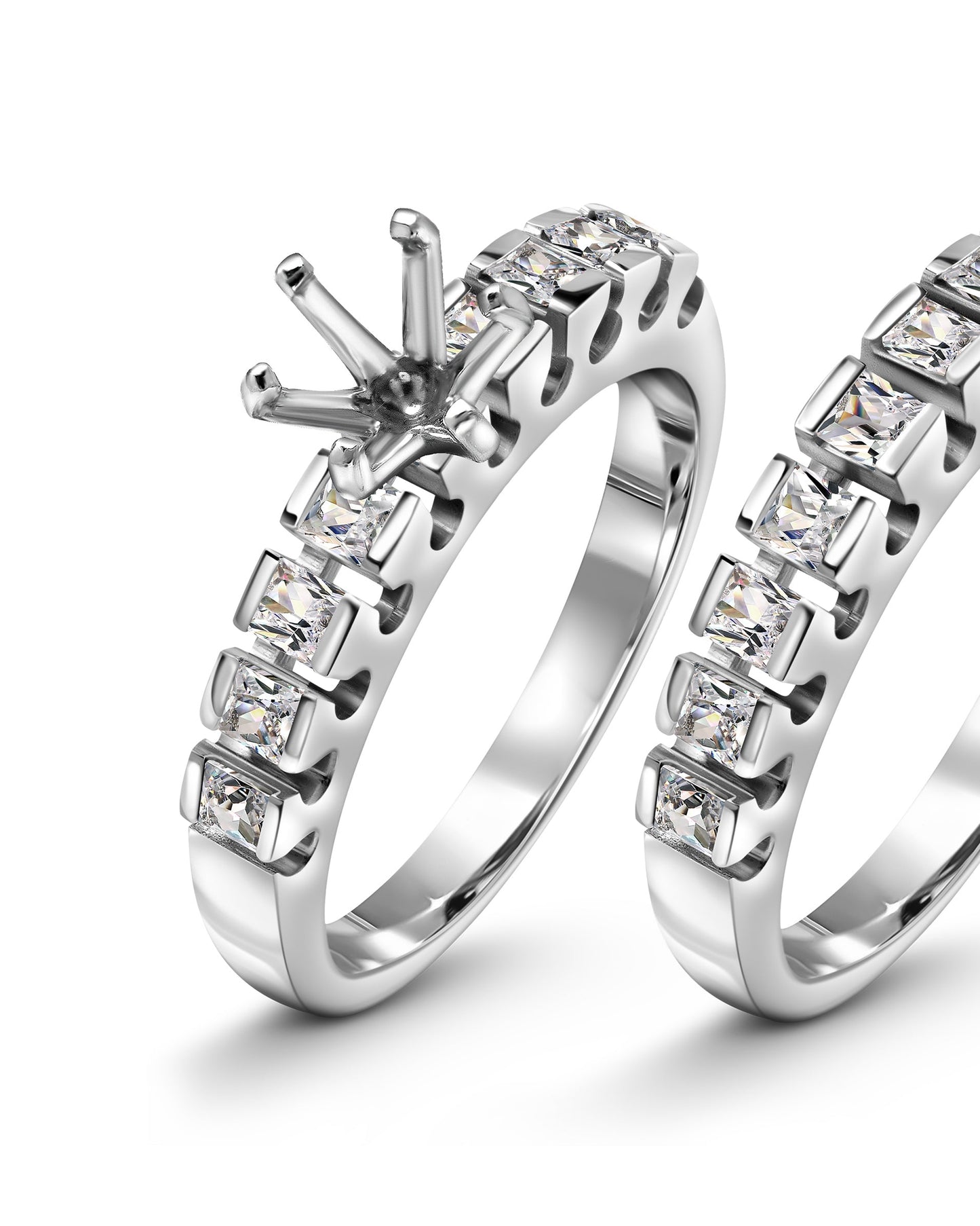 Classic Princess Cut Diamond Engagement Ring Set
