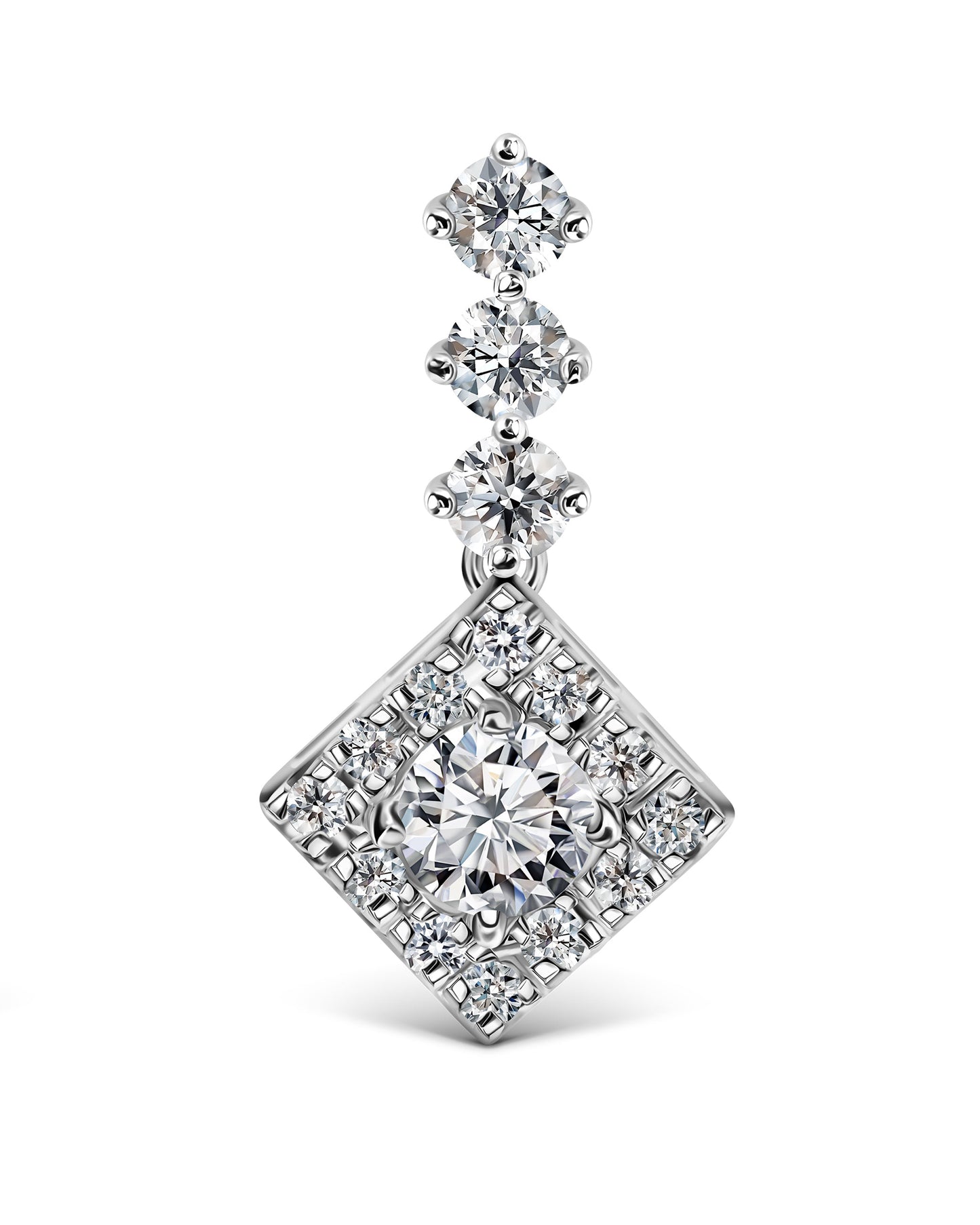 Diamond Halo Drop Earrings