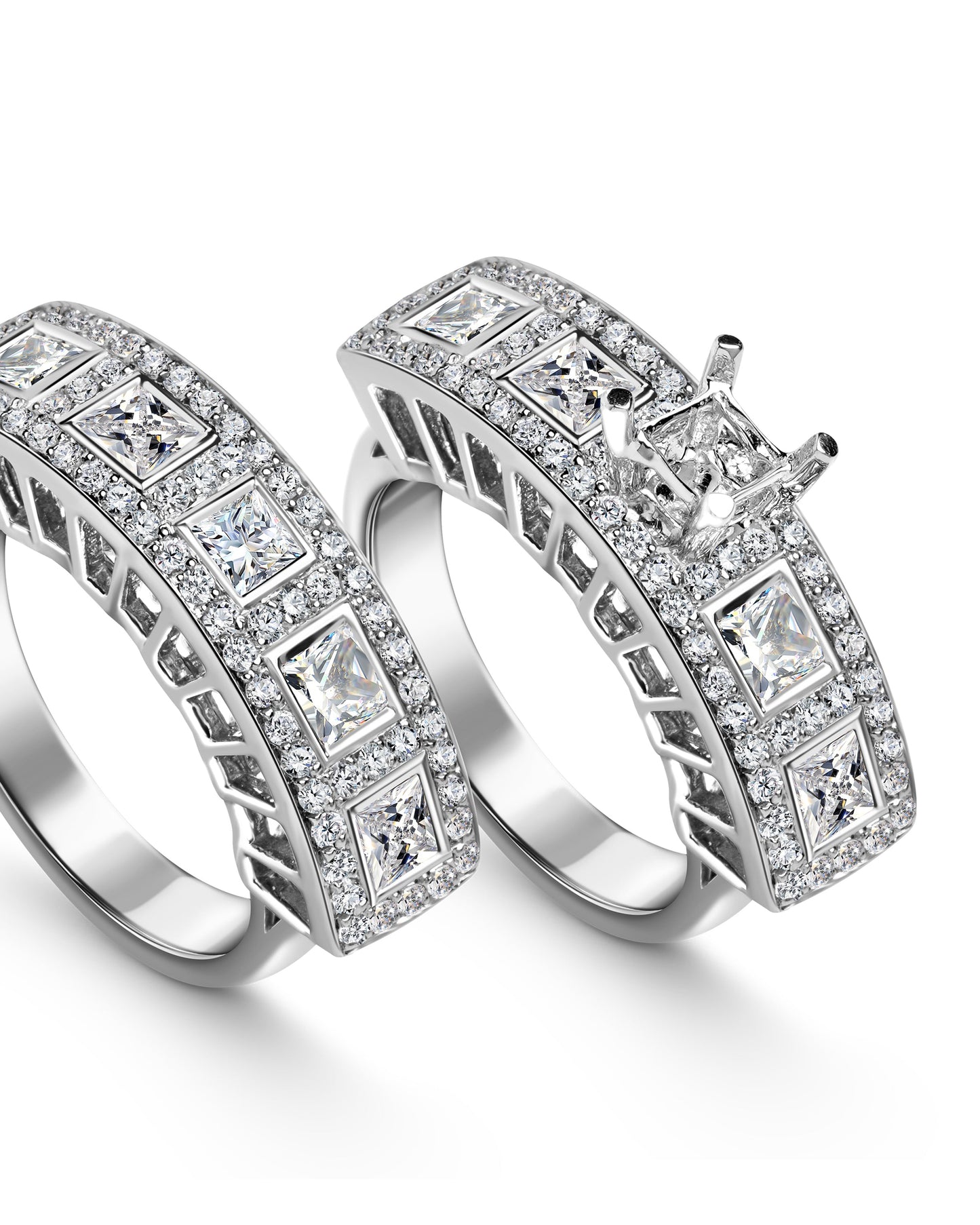 Princess Cut Diamond Engagement Ring Set