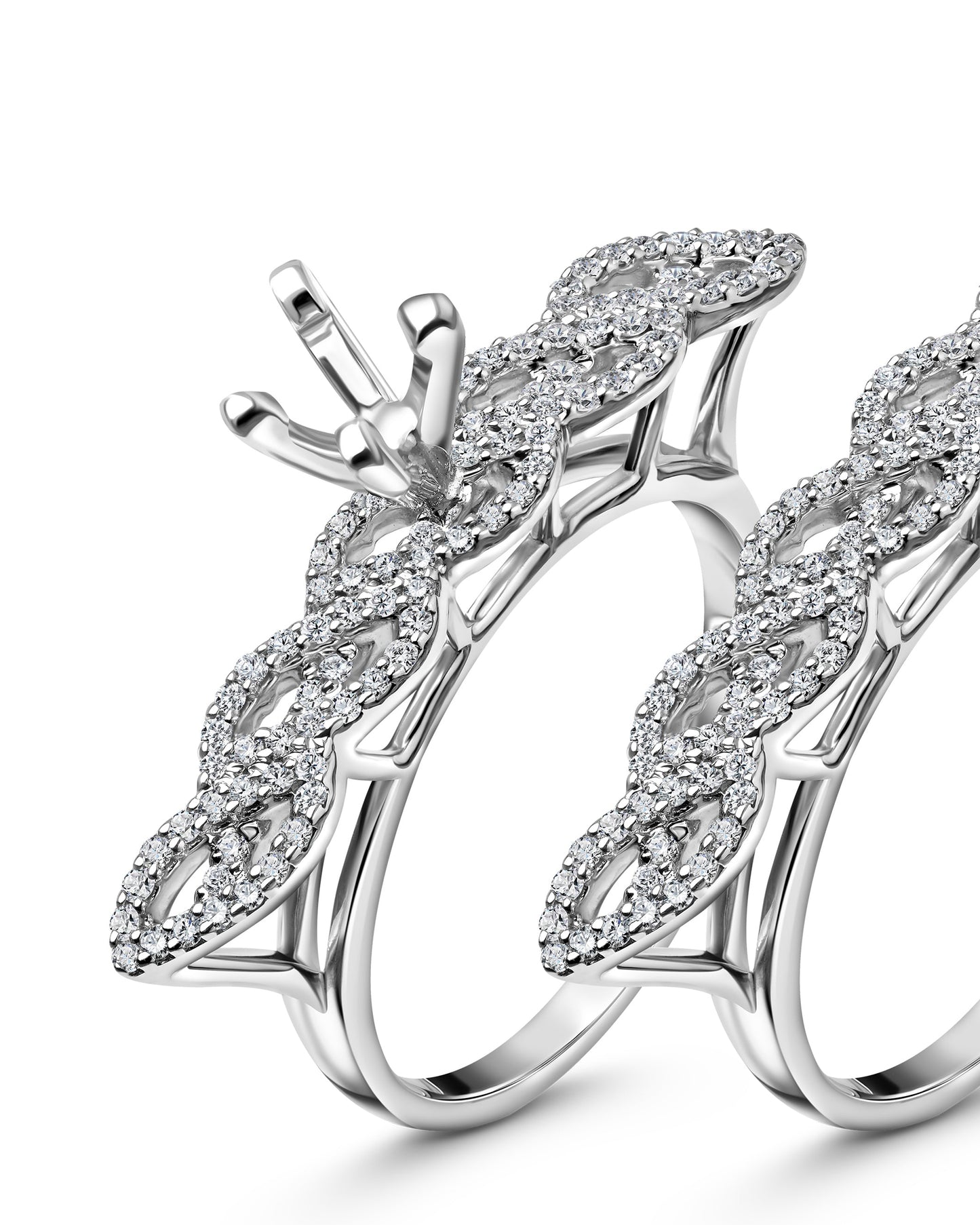 Intertwined Diamond Wedding Ring Set
