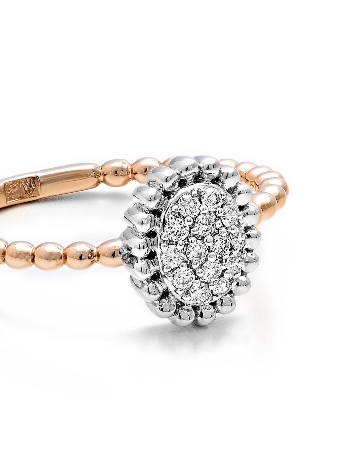 Beaded Diamond Halo Ring