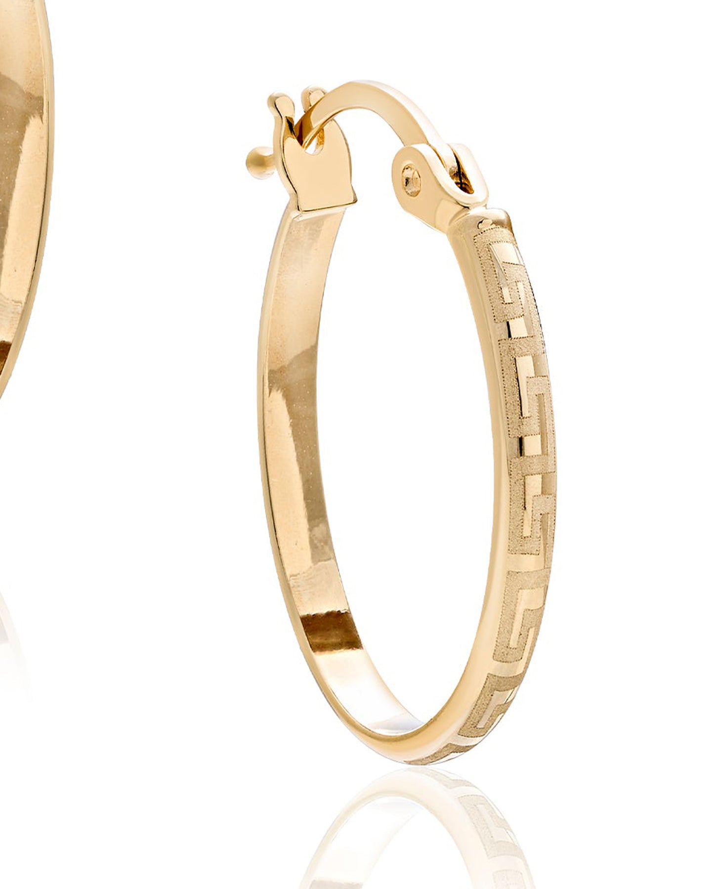 Stylish Gold Greek Key Hoop Earrings