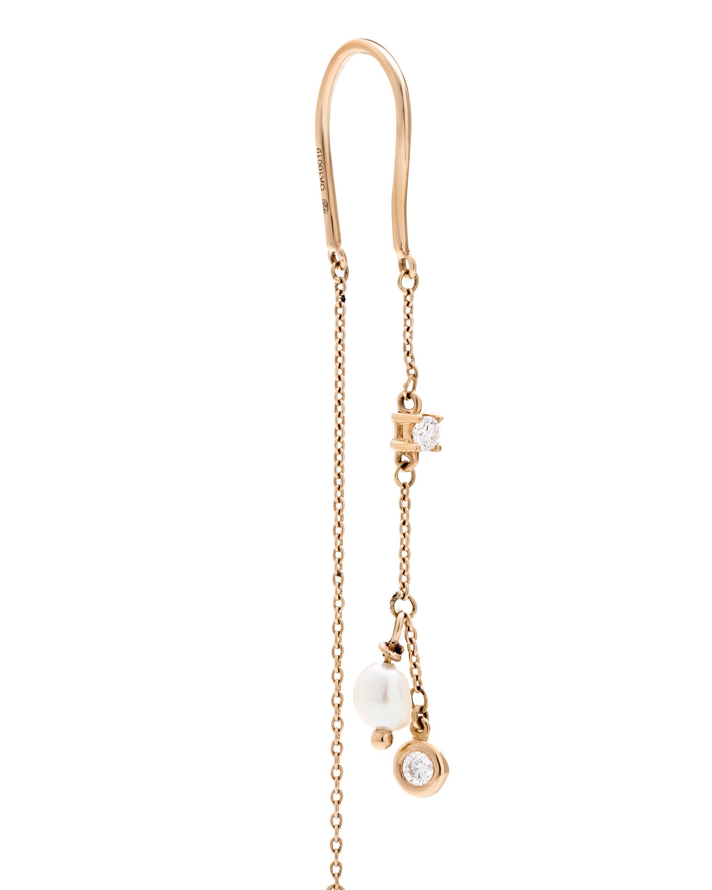 Elegance in Gold: Pearl and Diamond Cascade Earrings