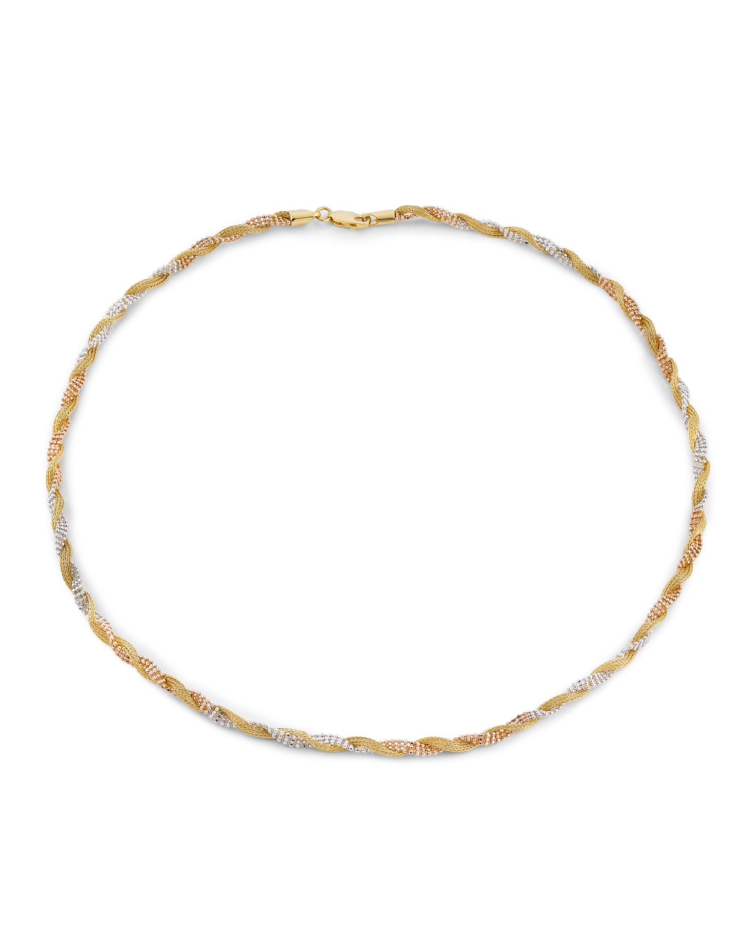 Twisted Tri-Color Gold Necklace