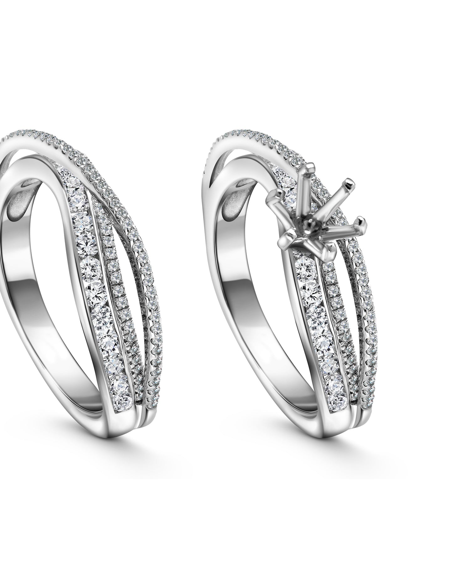 Twisted Band Diamond Engagement Ring Set