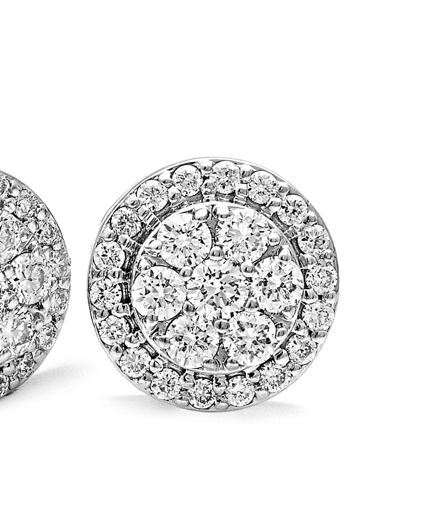 Charming Double Halo Diamond Stud Earrings