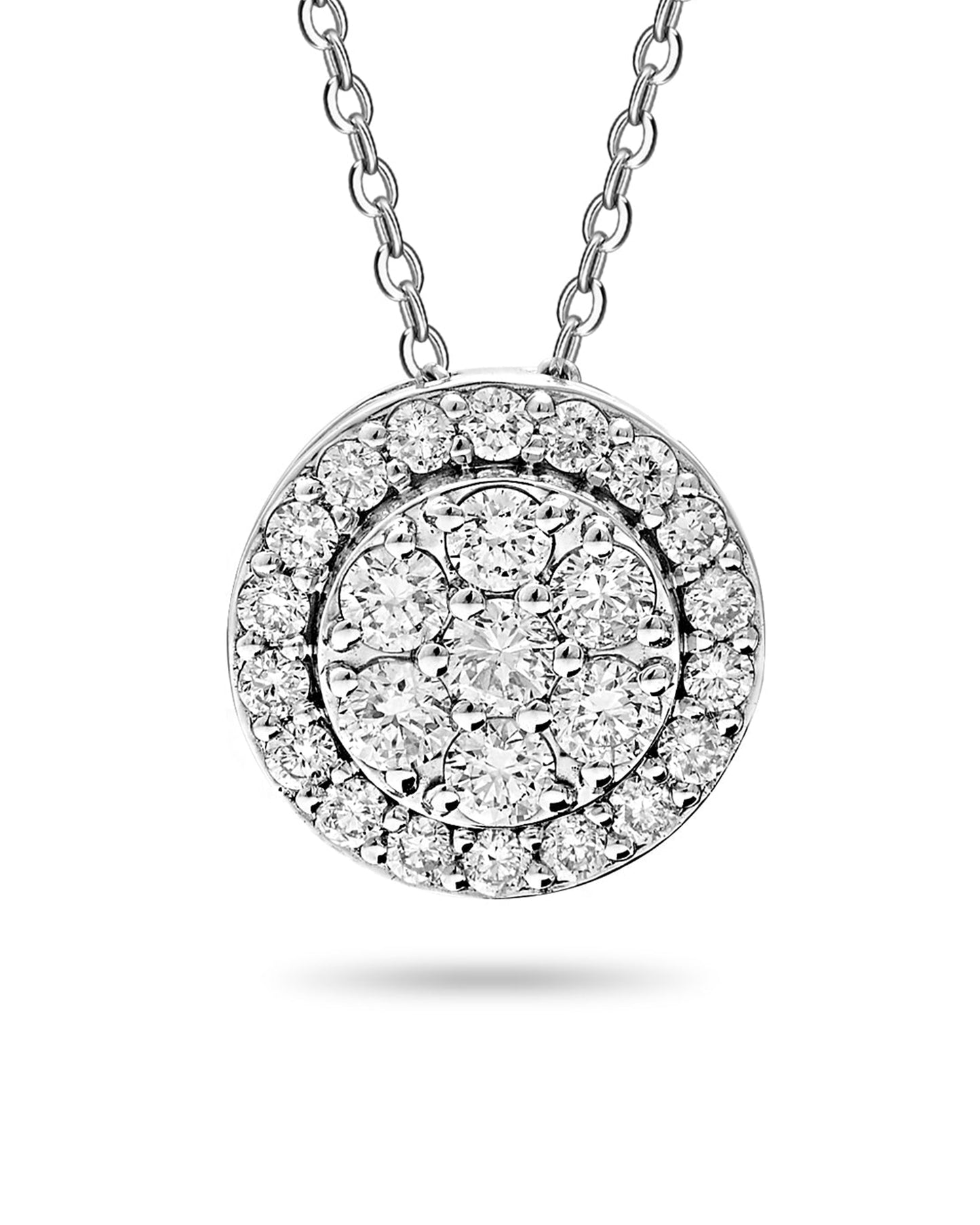 Sparkling Halo Diamond Pendant Necklace