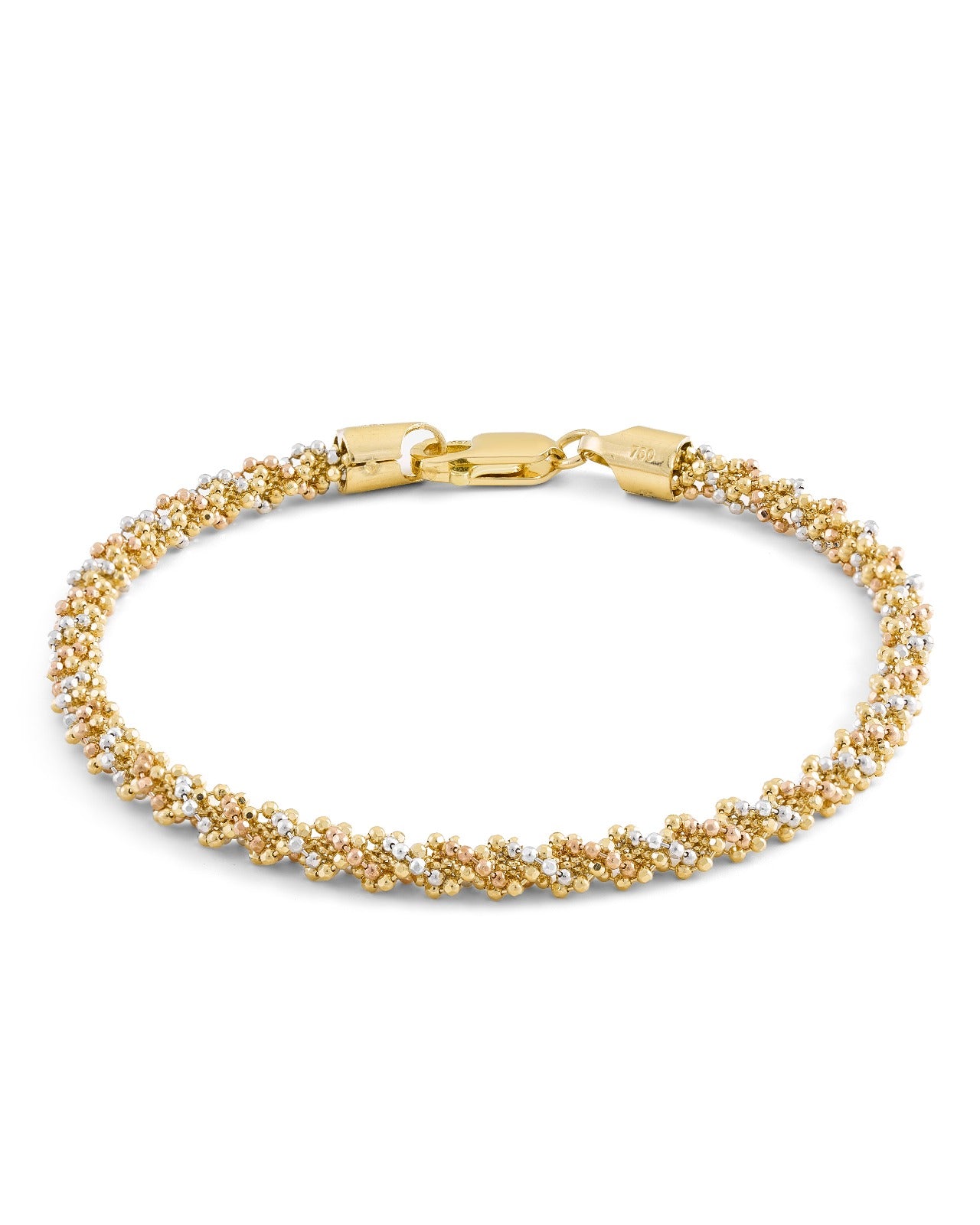 Triple-Tone Gold Beaded Bracelet