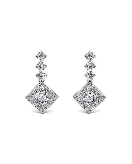 Diamond Halo Drop Earrings