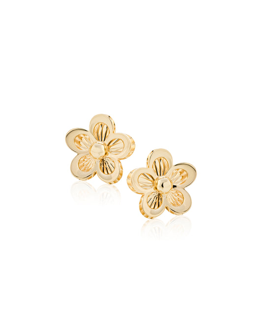 Floral Gold Stud Earrings