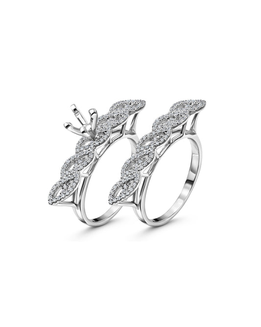 Intertwined Diamond Wedding Ring Set