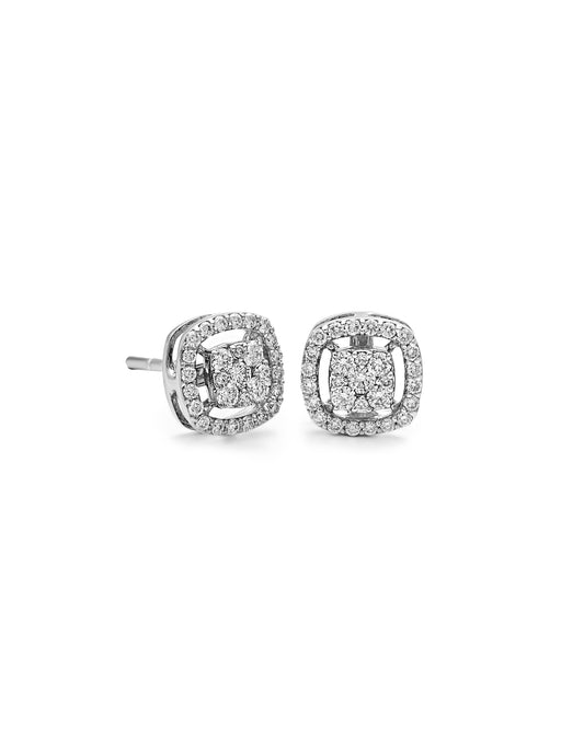 Classic Diamond Halo Stud Earrings