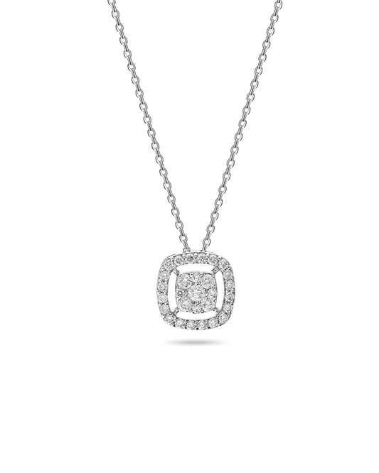 Stunning Diamond Square Pendant Necklace