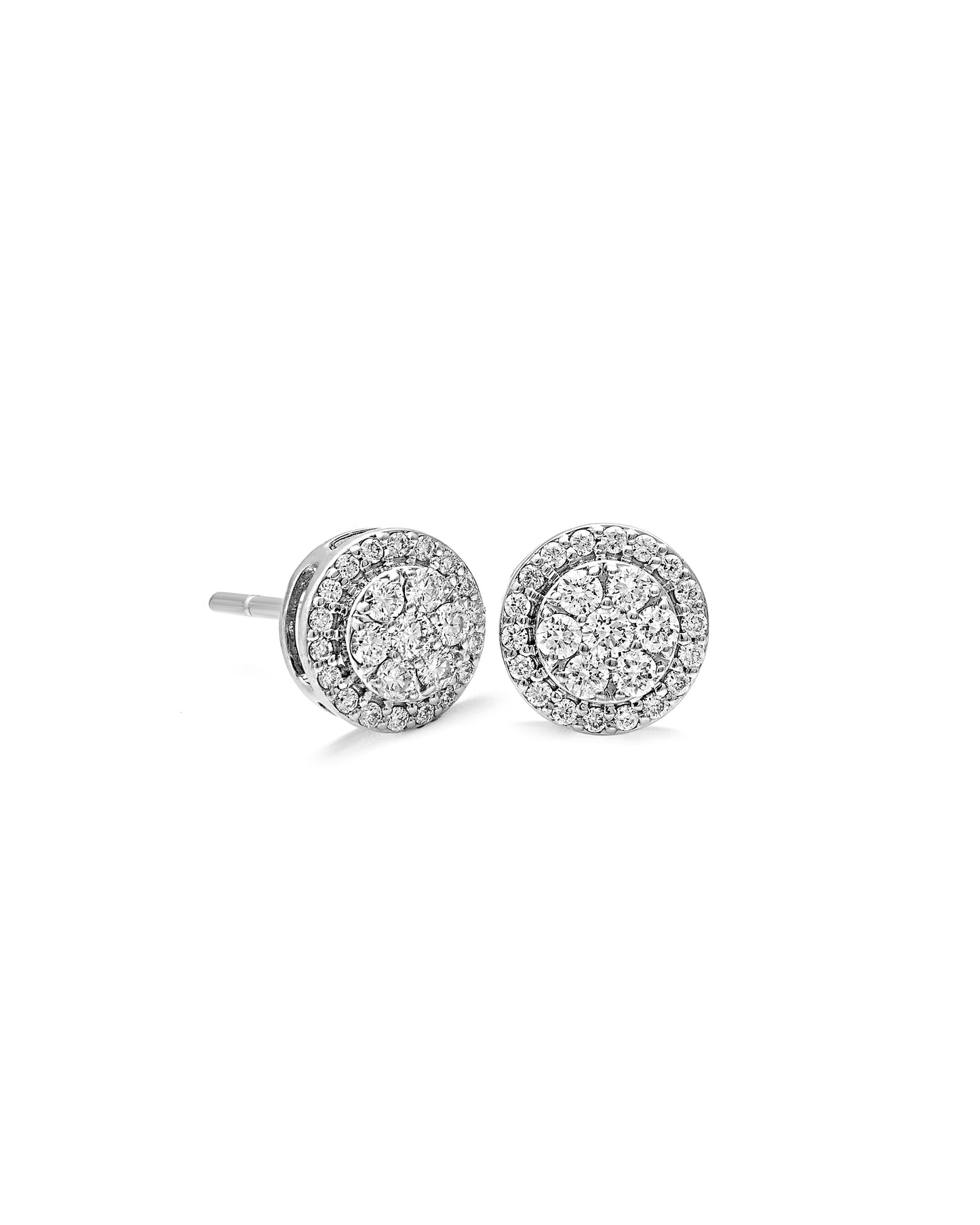 Charming Double Halo Diamond Stud Earrings