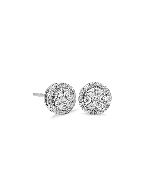 Charming Double Halo Diamond Stud Earrings