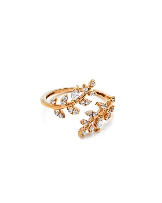 Delicate Leaf Design Diamond Ring